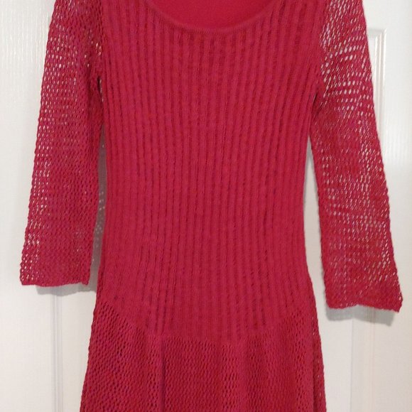 Sundance Womens Red Knit Lined Knee Length Dress 3/4 Sleeve Small - Picture 3 of 16